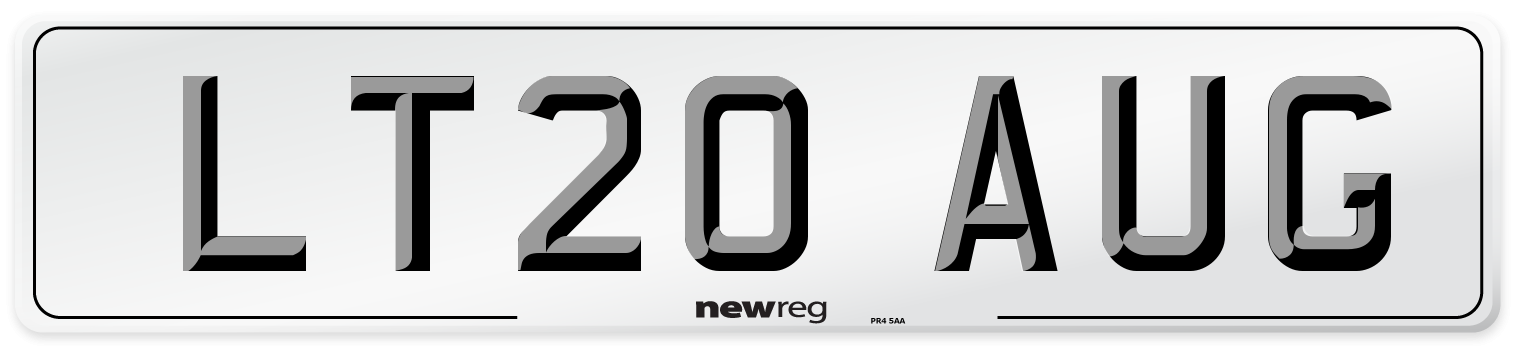 LT20 AUG Number Plate from New Reg